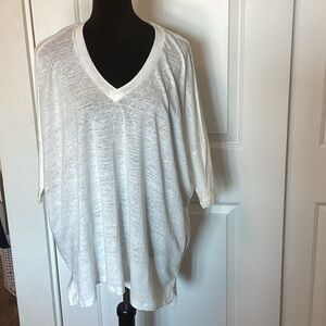 Eileen Fisher Bundle of 2 Elegant White Linen V-Neck Tops XS